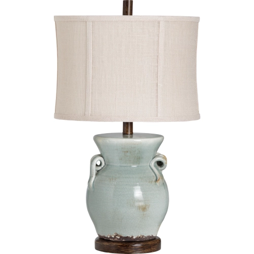 Lawson Table Lamp in Blue & Brown Ceramic & Cream Burlap (Set of 2)