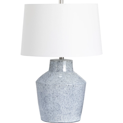 Holmes Table Lamp in Gray & White Ceramic & White Linen