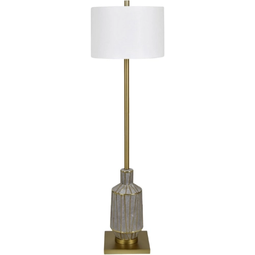 Caldwell 62.5"H Floor Lamp in Gray Ceramic, Gold & White Linen