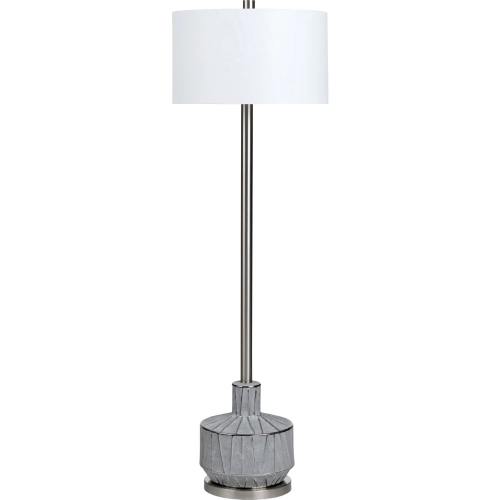 Cothran 61"H Floor Lamp in Gray Ceramic, Black, Silver & White Linen