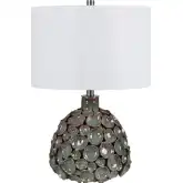 Evie Table Lamp in Teal Glazed Ceramic & White Linen (Set of 2)