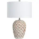 Ellis Table Lamp in Cream & Coral Glazed Ceramic & White Linen