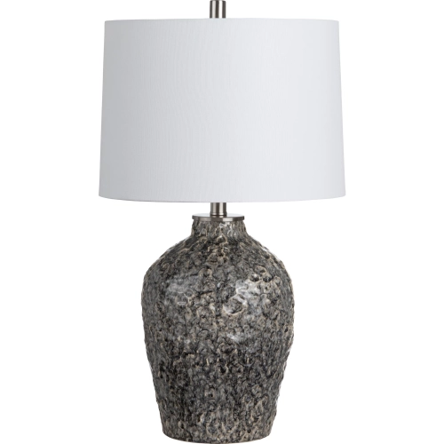 Crestview Table Lamp in Blue Gray Textured Ceramic, Crystal& White Linen