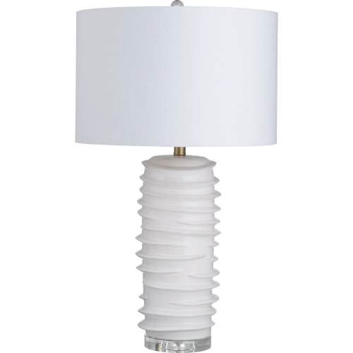 Ridgeway Table Lamp in Gloss White Ceramic, Crystal & White Linen (Set of 2)