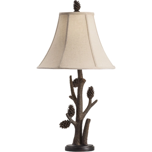 Pioneer Table Lamp in Pinecone Shape Brown Resin & Linen (Set of 2)