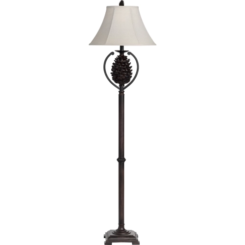 Pine Creek Floor Lamp in Brown Resin Pinecone & Natural Linen