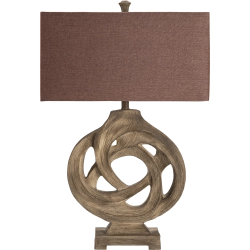 Coiled Branch Table Lamp in Brown Resin & Brown Fabric (Set of 2)