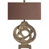 Coiled Branch Table Lamp in Brown Resin & Brown Fabric (Set of 2)