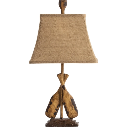 Oar Accent Table Lamp in Brown Resin & Brown Fabric (Set of 2)