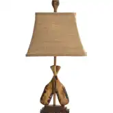 Oar Accent Table Lamp in Brown Resin & Brown Fabric (Set of 2)