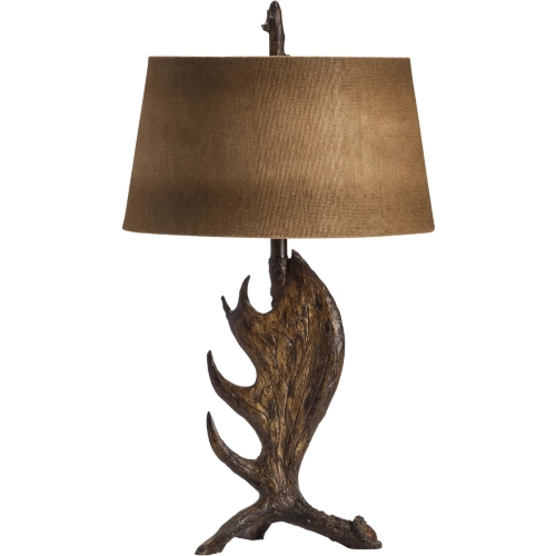Moose Shed Table Lamp in Brown Resin & Burlap (Set of 2)