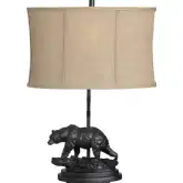 Bear Resin Table Lamp in Brown Resin & Tan Burlap (Set of 2)