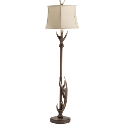 Montana 66.5" Floor Lamp in Bronze Metal, Brown Resin & Cream Fabric