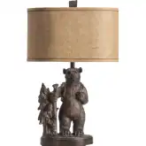 Trail Hike Table Lamp in Bronze Resin & Tan Linen
