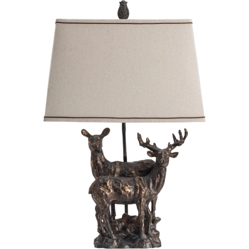 First Glance Table Lamp in Deer Shapes Bronze Resin & Linen