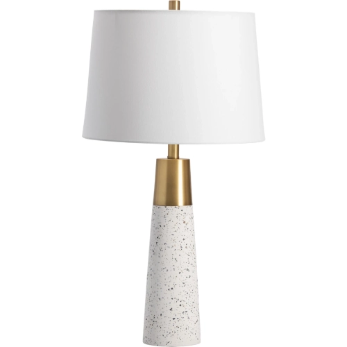 Claire Stone Table Lamp in Speckled White Terrazzo, Gold & White Linen