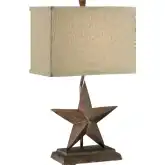Star Table Lamp in Red Brown Resin & Oatmeal Linen (Set of 2)