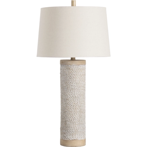Sutcliffe Table Lamp in Sandy White Washed Resin Rope & Linen (Set of 2)