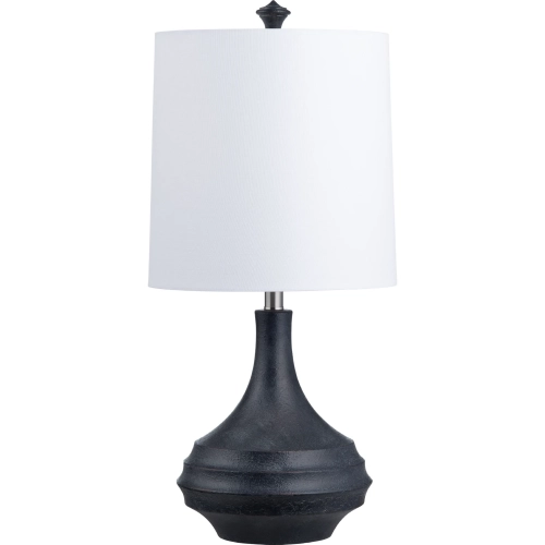 Dax Table Lamp in Textured Black Resin & White Linen (Set of 2)