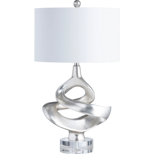 Current Table Lamp in Silver Resin, Crystal & White Linen