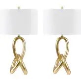 St. James Table Lamp in Gold Resin & White Linen (Set of 2)