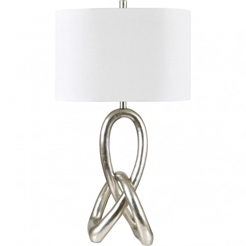 St. James Table Lamp in Silver Resin & White Linen (Set of 2)