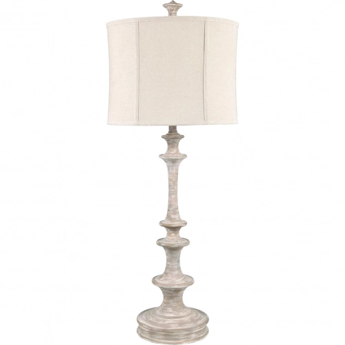 Dawson Table Lamp in Weathered White Washed Resin & Linen (Set of 2)