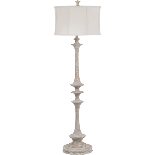 Dawson 65" Floor Lamp in Weathered White Washed Resin & Linen