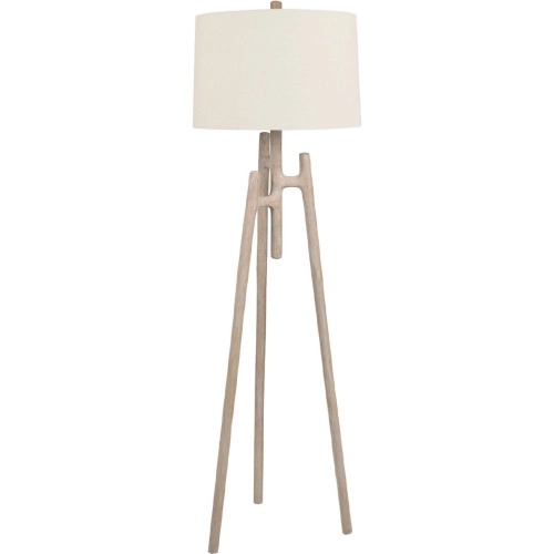 Tatum 63"H Triple Leg Floor Lamp in White Washed Tan Resin & Linen