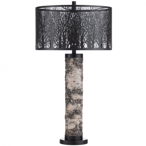 Morris Table Lamp in Faux Birch Brown Resin & Black Metal (Set of 2)