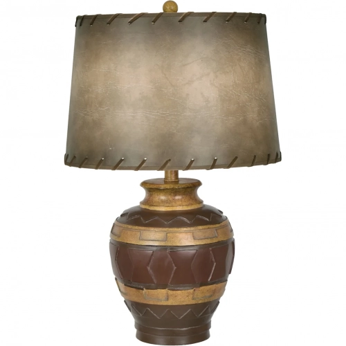 Dakota Table Lamp in Brown Resin & Faux Leather (Set of 2)