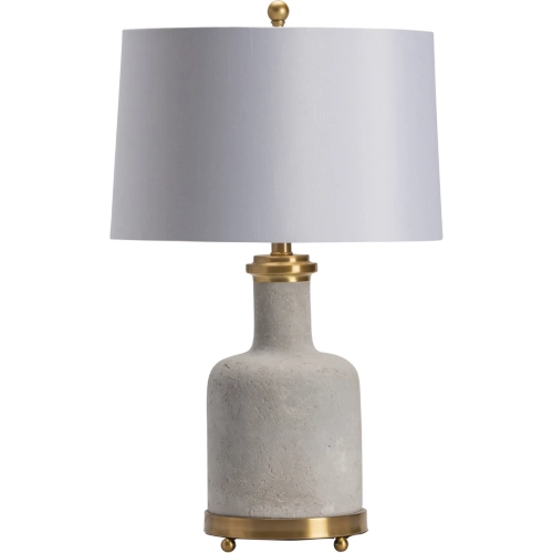 Stone Table Lamp in Gray Stone Cement, Metal & Linen (Set of 2)