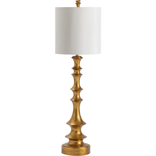 Langston Table Lamp in Gold Resin & White Linen