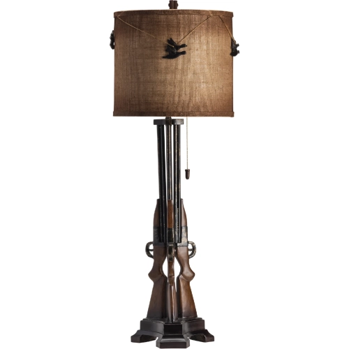 Shot Table Lamp in Brown Resin & Tan Fabric (Set of 2)