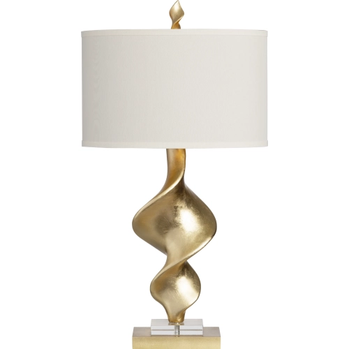 Summit Table Lamp in Gold Leaf Resin, Acrylic & White Linen (Set of 2)