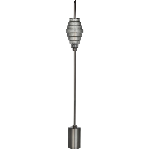 Pinnacle Torchiere Floor Lamp in Silver Metal & Gray Green Glass