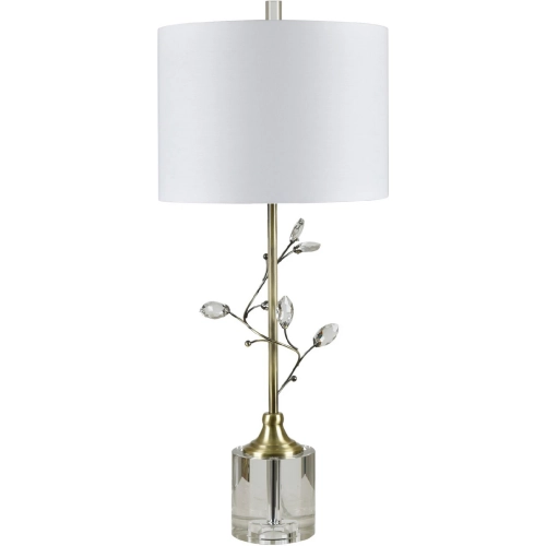 Sparkle Table Lamp in Crystal, Polished Brass & White Linen