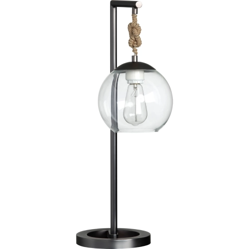 Brooks Table Lamp in Metal, Rope & Clear Glass Globe (Set of 2)