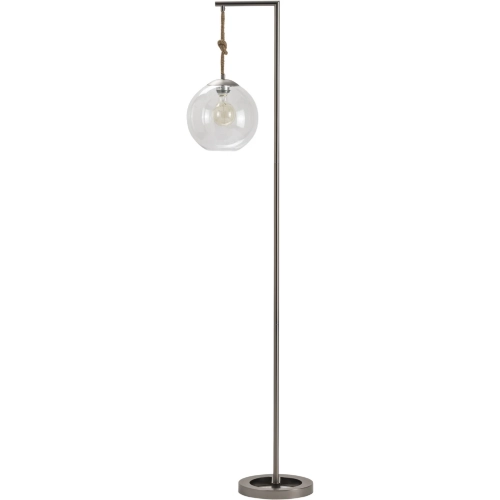 Brooks 66" Floor Lamp in Metal, Rope & Clear Glass Globe