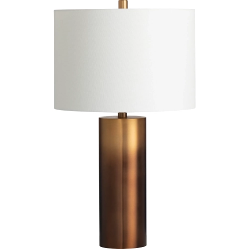 Ombre Elegant Cylinder Table Lamp in Brushed Brass & White Linen (Set of 2)