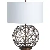 Blaise Table Lamp in Brushed Copper & Bronze Metal Wire & White Linen