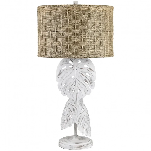 Palm Shores Table Lamp in Distressed White Metal & Tan Grass Rope (Set of 2)