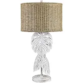 Palm Shores Table Lamp in Distressed White Metal & Tan Grass Rope (Set of 2)