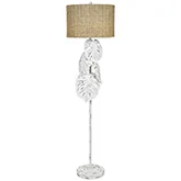 Palm Shores 61.75"H Floor Lamp in Distressed White Metal & Tan Grass Rope