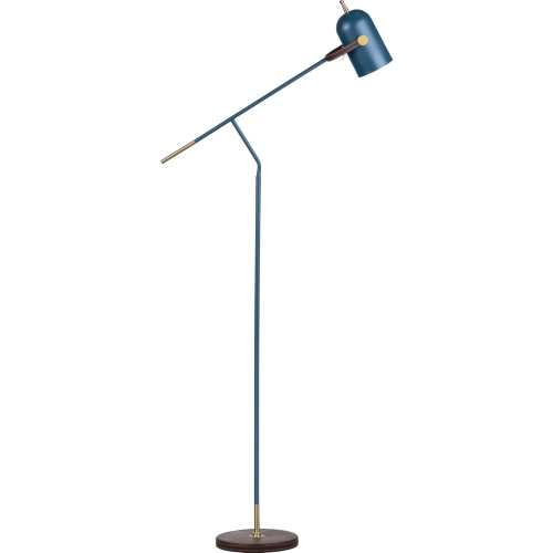 Pippin 64.25"H Floor Lamp in Blue Metal, Brass & Wood Look