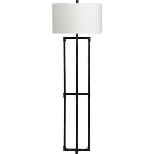 Preston 61.5"H Floor Lamp in Bronze Metal & Off White Linen