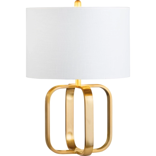 Milo Table Lamp in Gold Metal & White Linen