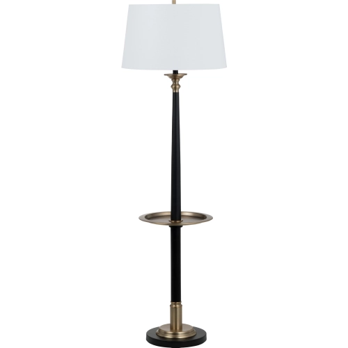 Claiborne 66" Floor Lamp in Black, Brass & Off White Linen