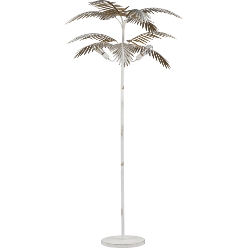 Palm Leaf 78.5" Floor Lamp in Dusty White & Gold Metal