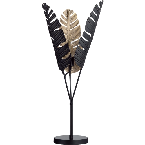Soren Table Torchiere Lamp in Black & Gold Metal Palm Fronds